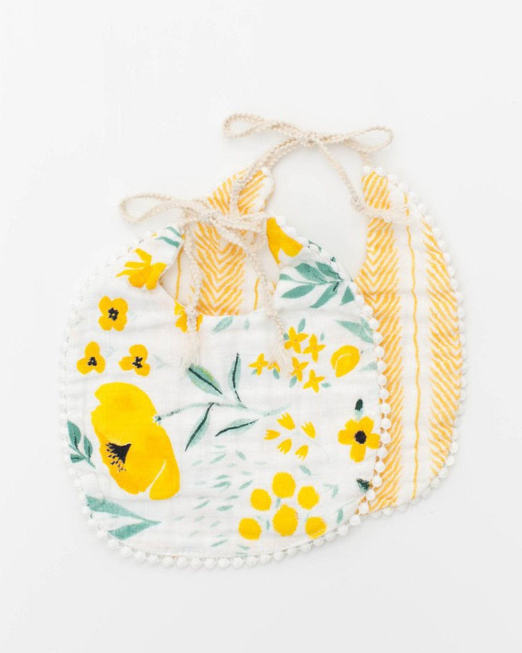 buttercup blossom + mustard herringbone bib pack