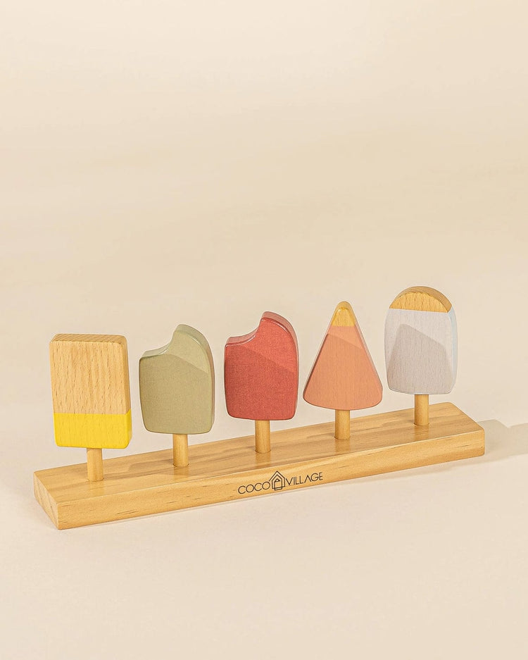 Little coco village play wooden popsicle + stand playset