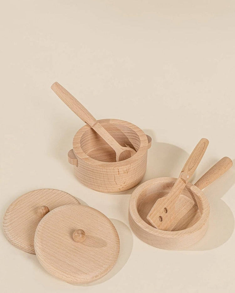 Little coco village play wooden pots + pans playset