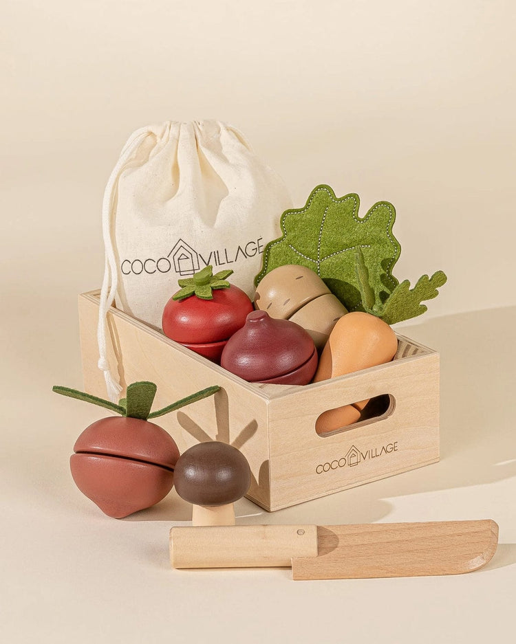 Little coco village play wooden vegetables playset