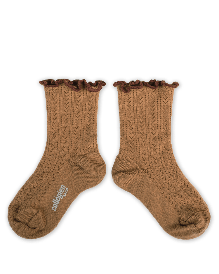collegien ambre pointelle merino socks in caramel au beurre salé accessories Little