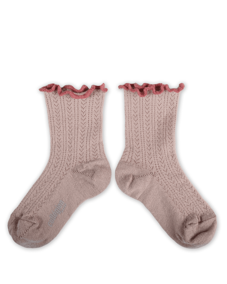 collegien ambre pointelle merino socks in vieux rose accessories Little
