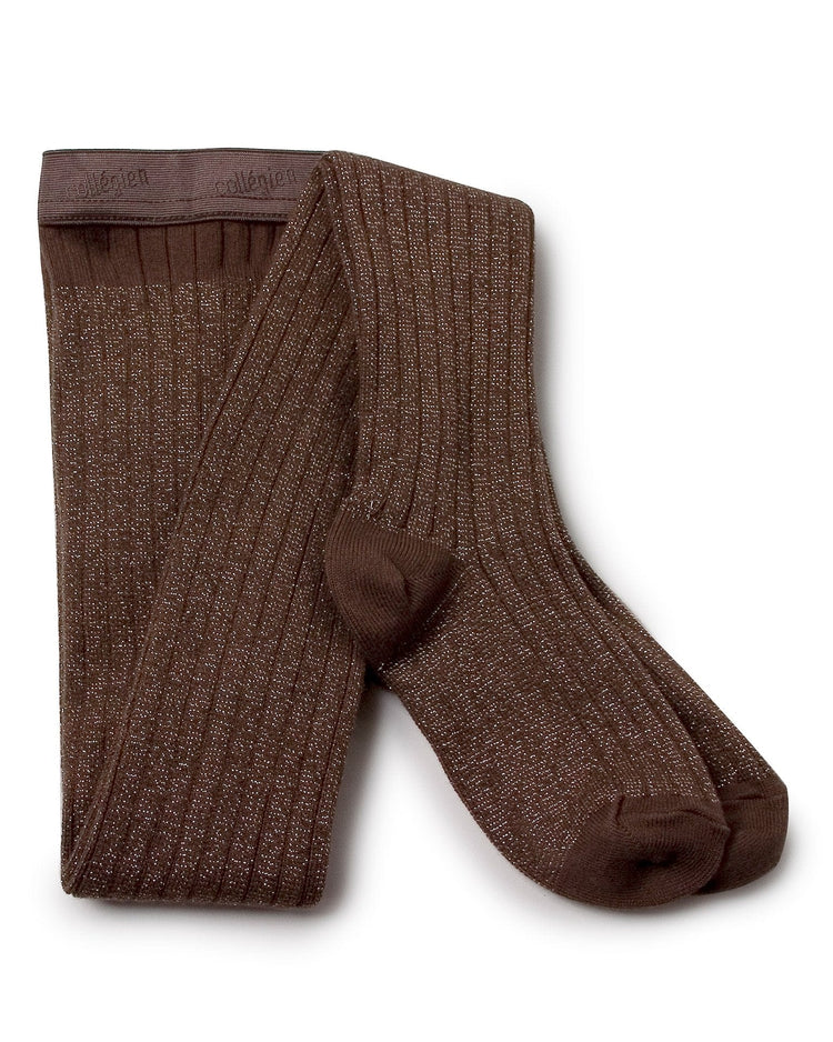 Little collegien accessories amélie glittery tights in chocolat au lait
