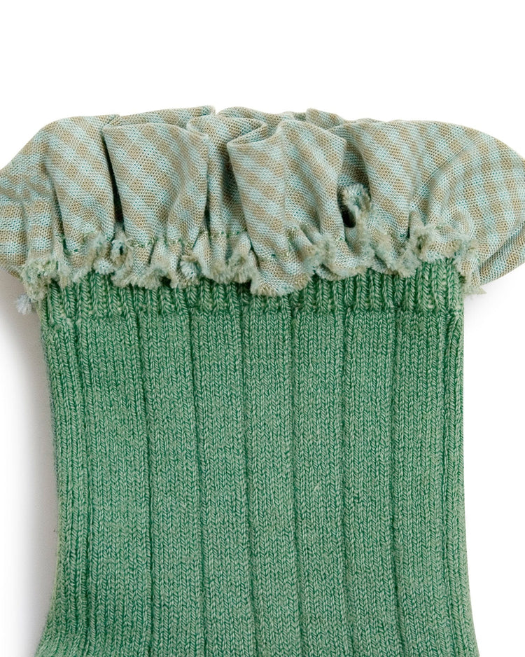 Little collegien accessories gingham ruffle ankle socks in céladon