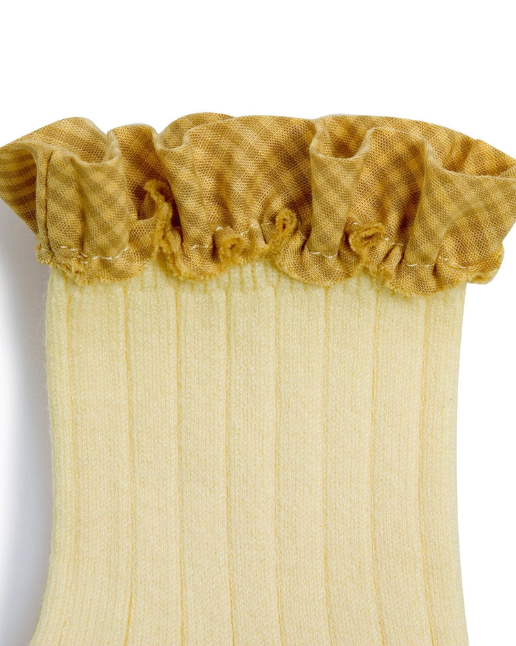 Little collegien accessories gingham ruffle ankle socks in vanille