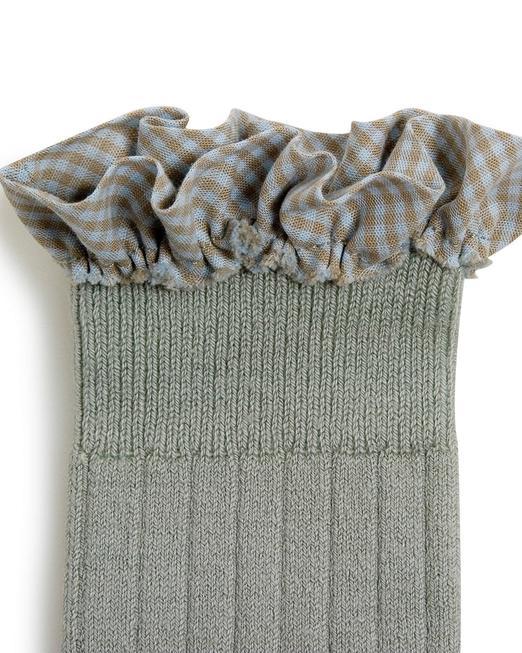 Little collegien accessories gingham ruffle knee highs in aigue marine