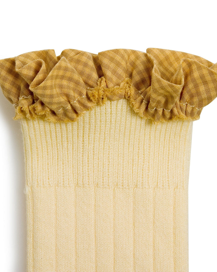 Little collegien accessories gingham ruffle knee highs in vanille