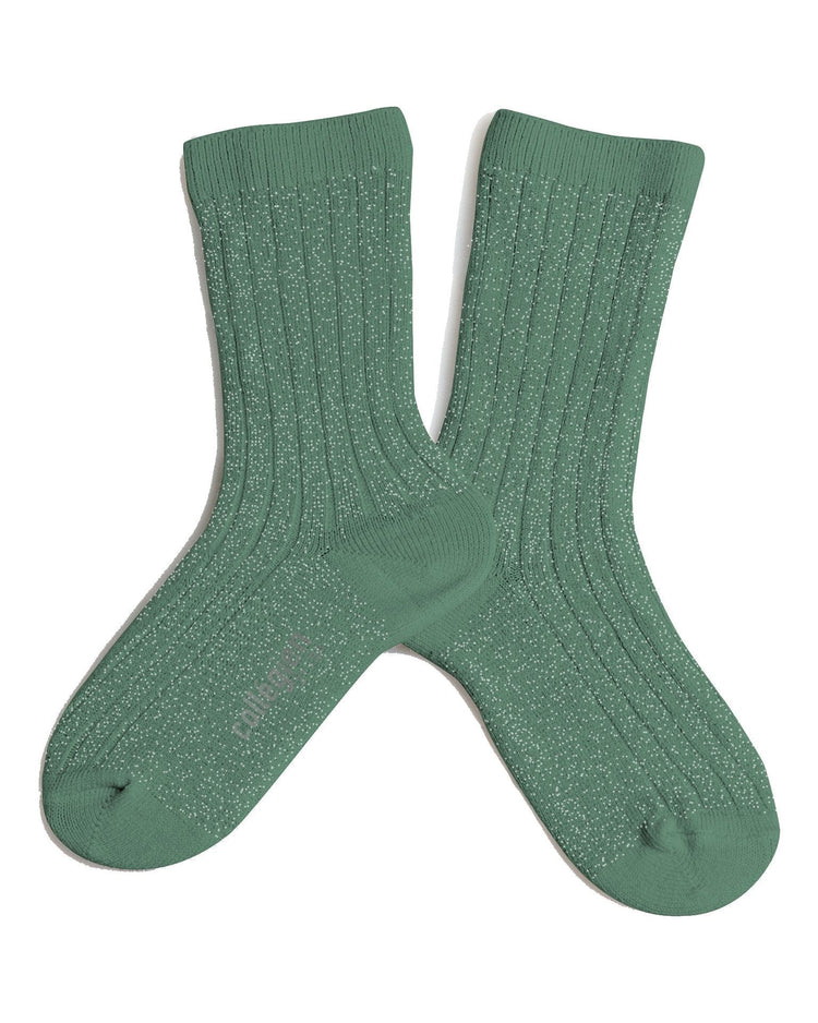 Little collegien accessories glittery socks in celadon