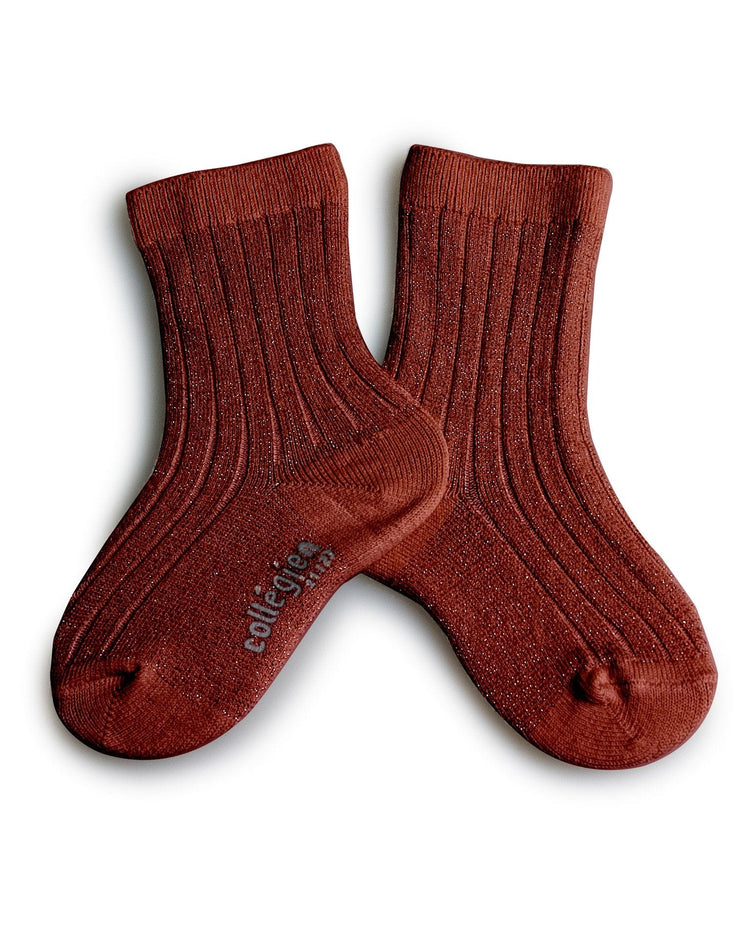 Little collegien accessories glittery socks in châtaigne