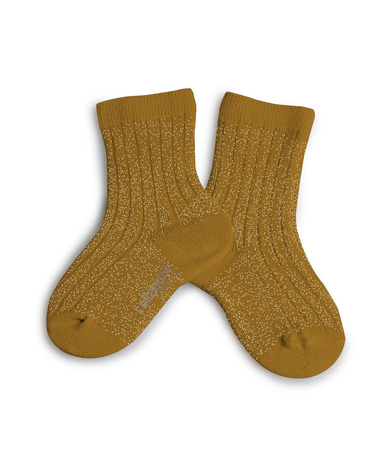 Little collegien accessories 18/20 glittery socks in moutarde de dijon