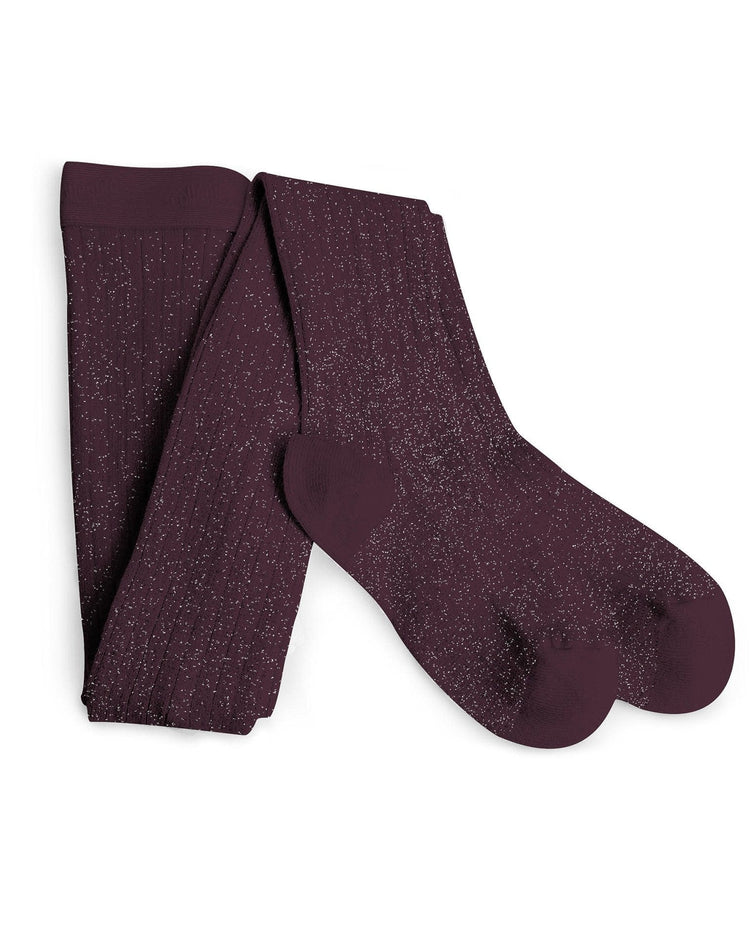 Little collegien accessories glittery tights in aubergine