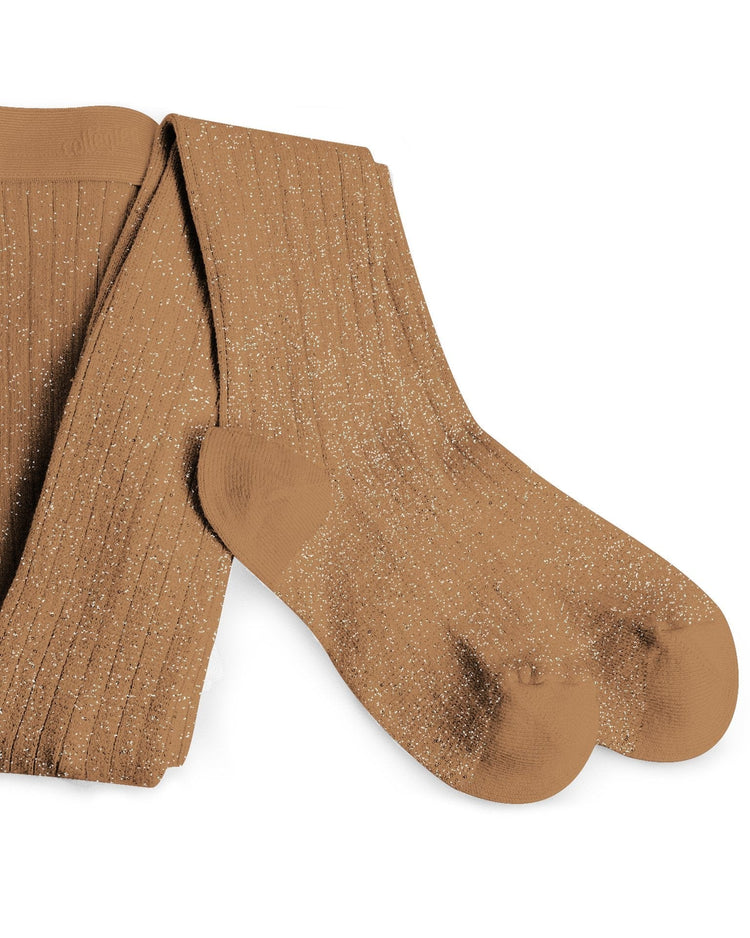 Little collegien accessories glittery tights in caramel au beurre salé