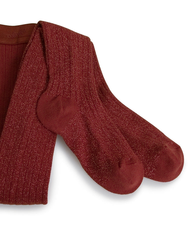 Little collegien accessories glittery tights in châtaigne