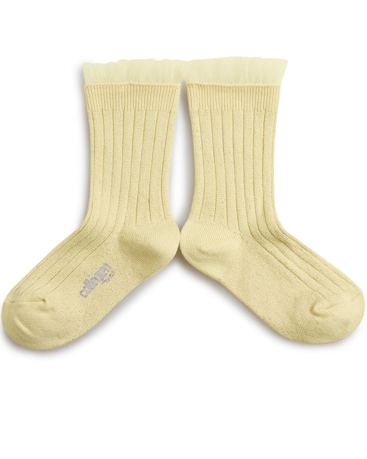 Little collegien accessories glittery tulle socks in vanille
