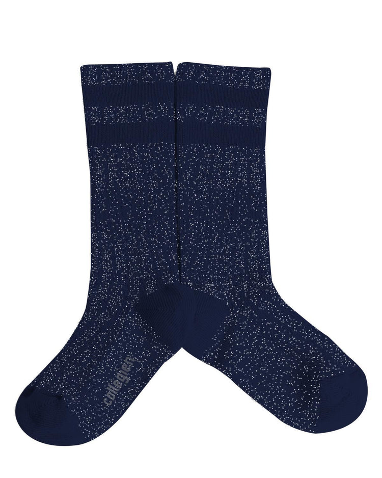 Little collegien accessories 18/20 glittery varsity knee high socks in nuit etoilee