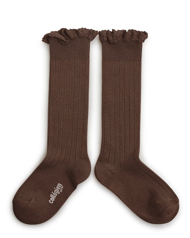 Little collegien accessories joséphine knee socks in chocolat au lait
