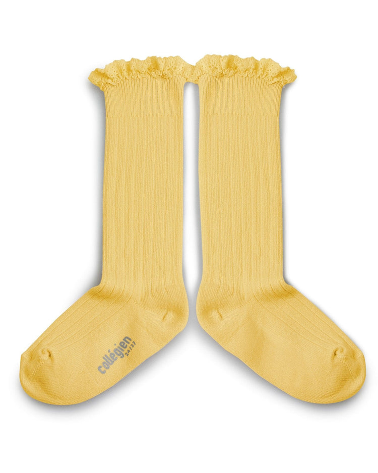 Little collegien accessories lace trim knee highs in vanille