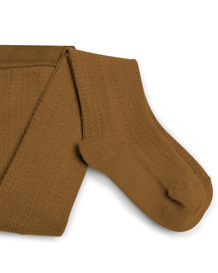 Little collegien accessories pointelle merino tights in moutarde de dijon