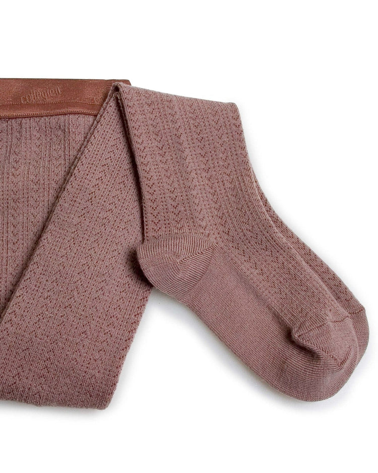 Little collegien accessories pointelle merino tights in praline de lyon
