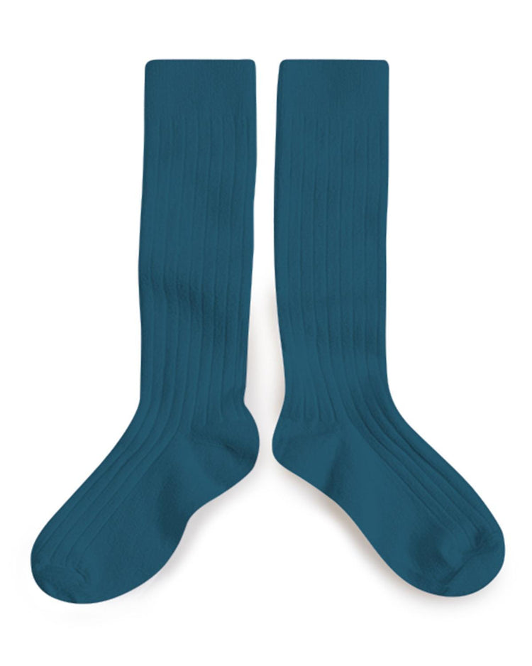 Little collegien accessories 18/20 ribbed knee high socks in joli paon