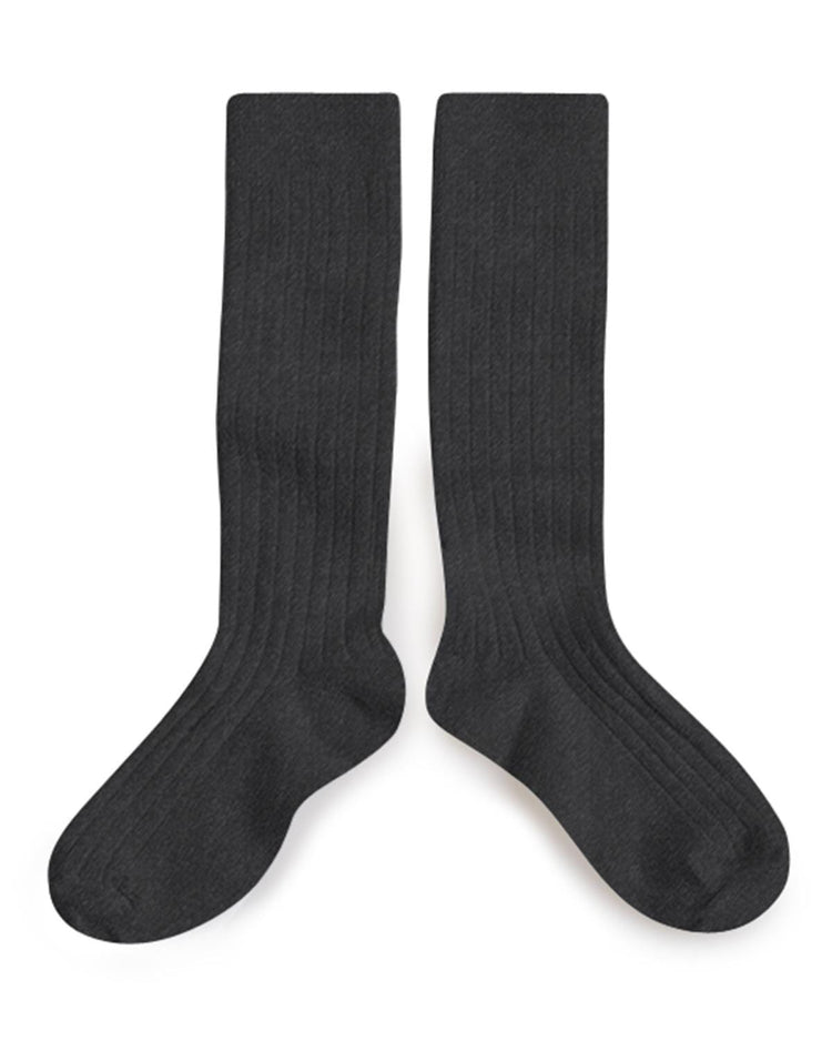 Little collegien accessories 18/20 ribbed knee high socks in poivre