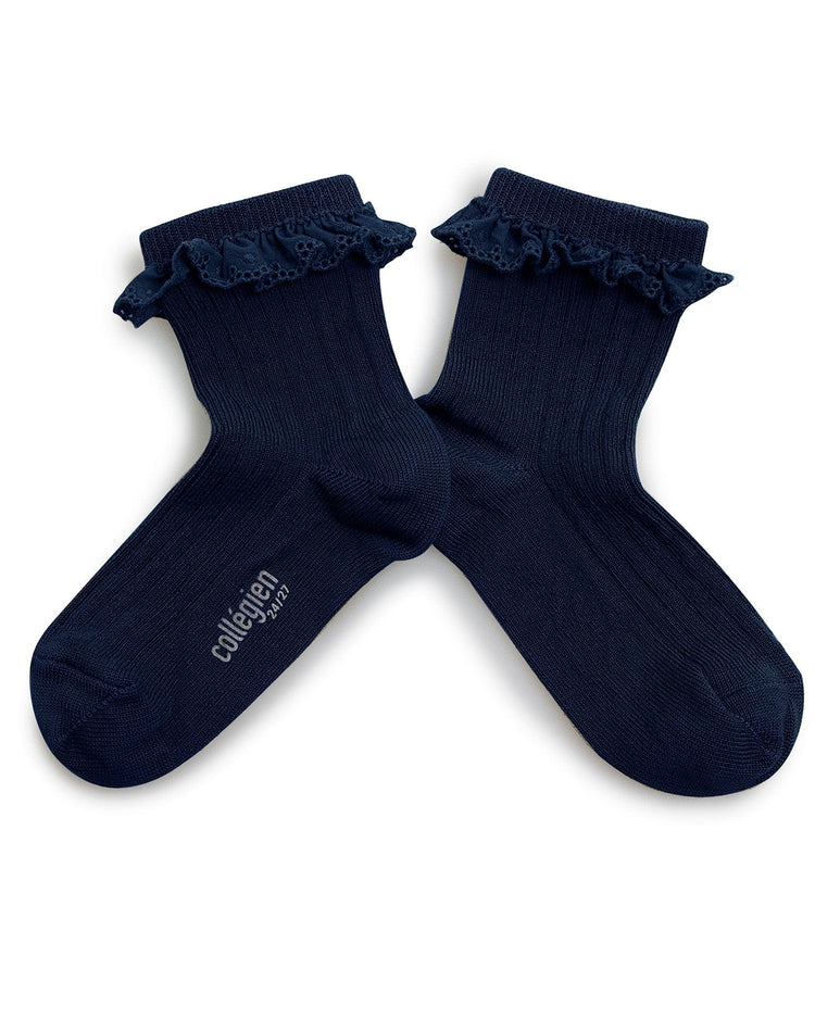 Little collegien accessories ribbed ruffle socks in nuit étoilée