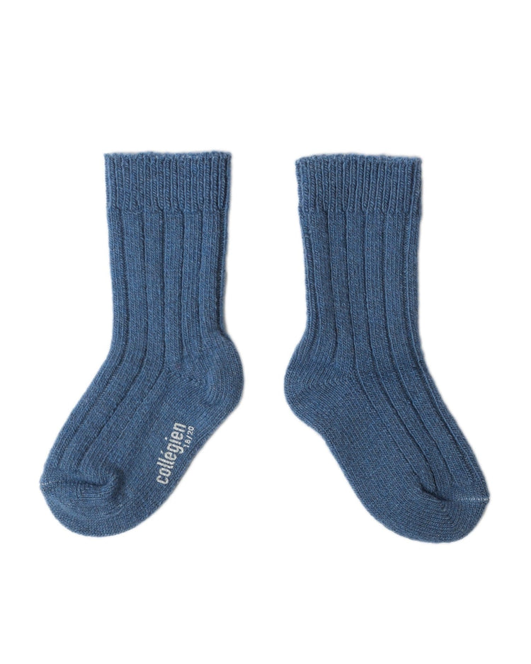 Little collegien accessories wool + cashmere socks in blue jeans