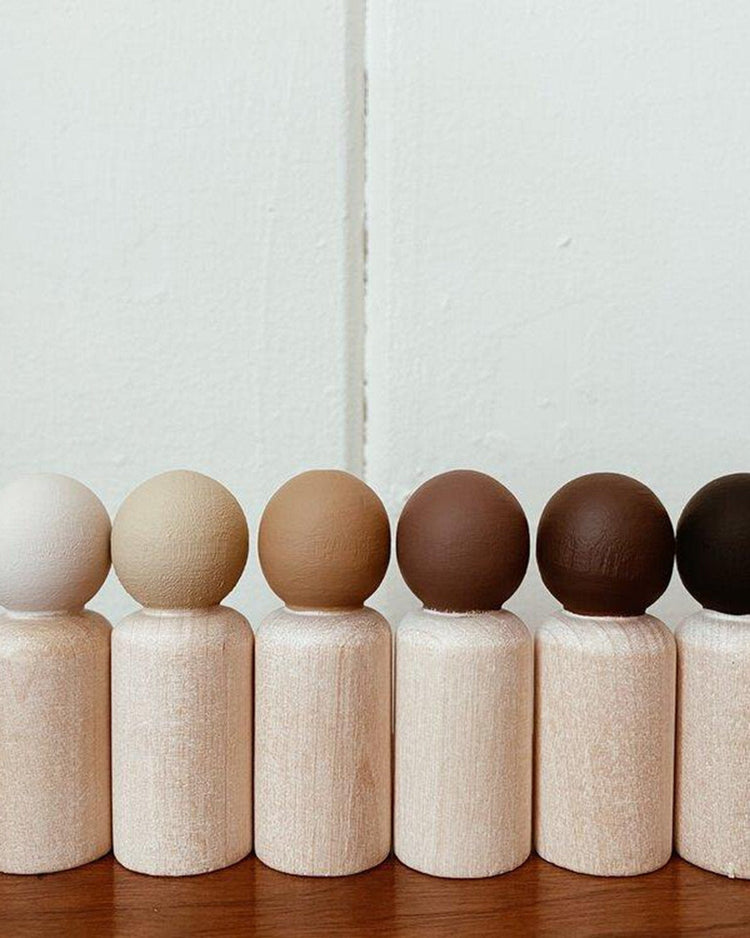 Little elm + otter play peg dolls in multicultural