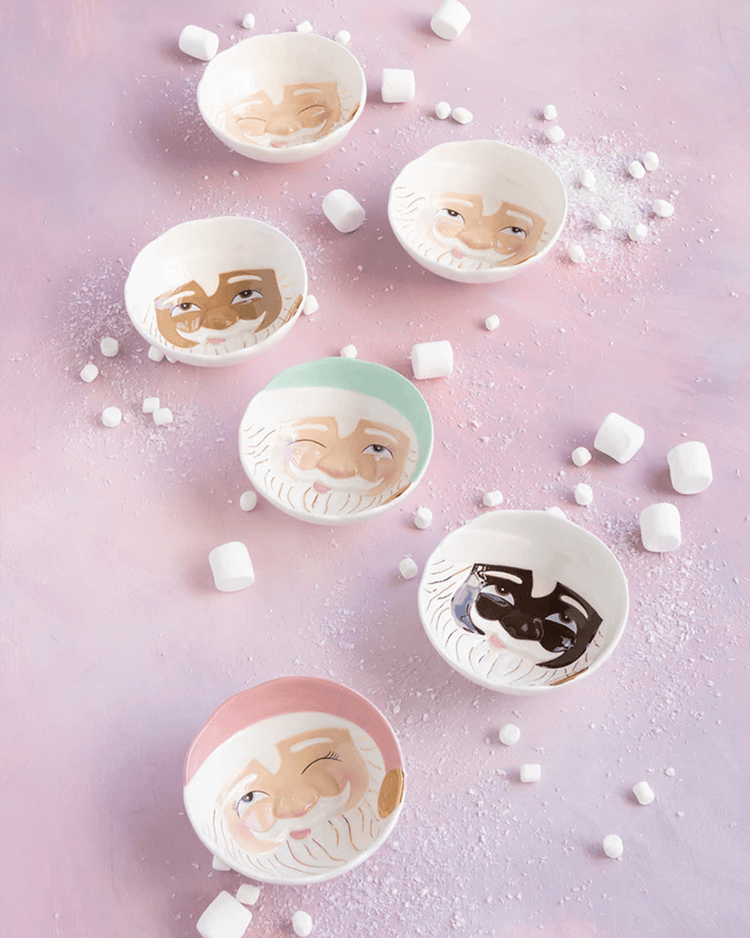 glitterville papa noel bowls in cream party Little