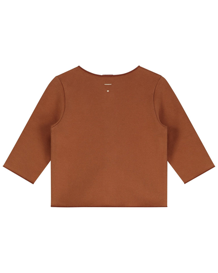 Little gray label layette baby cardigan in autumn