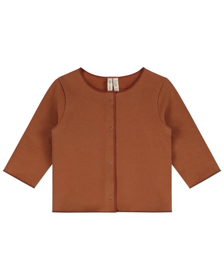 Little gray label layette baby cardigan in autumn