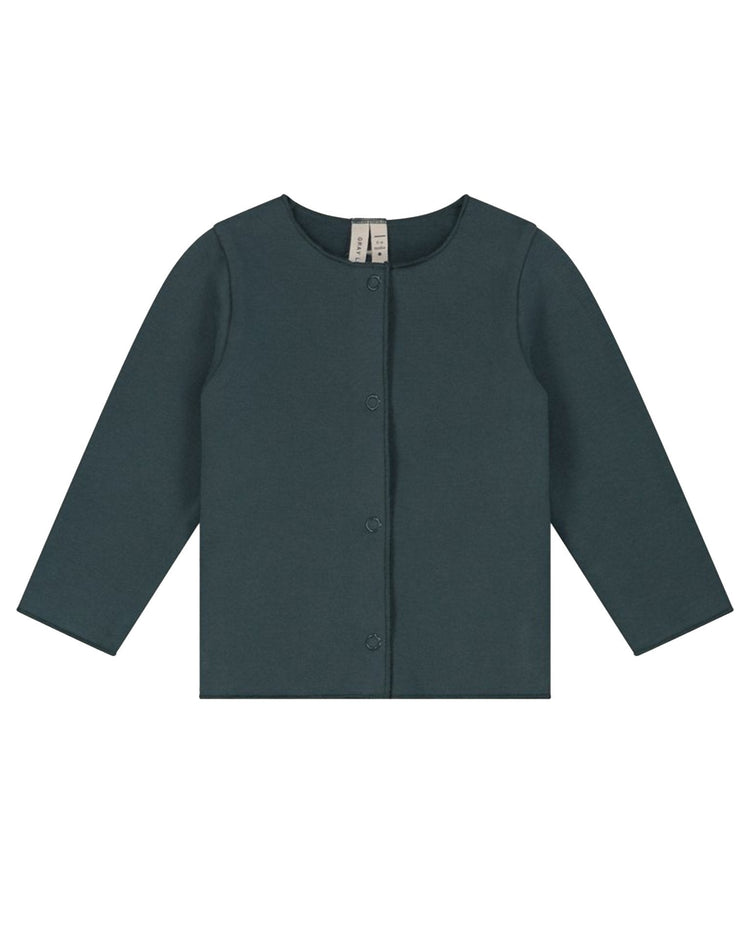 Little gray label layette baby cardigan in blue grey