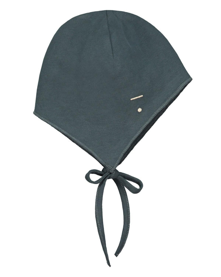 Little gray label baby accessories baby hat with strings in blue grey