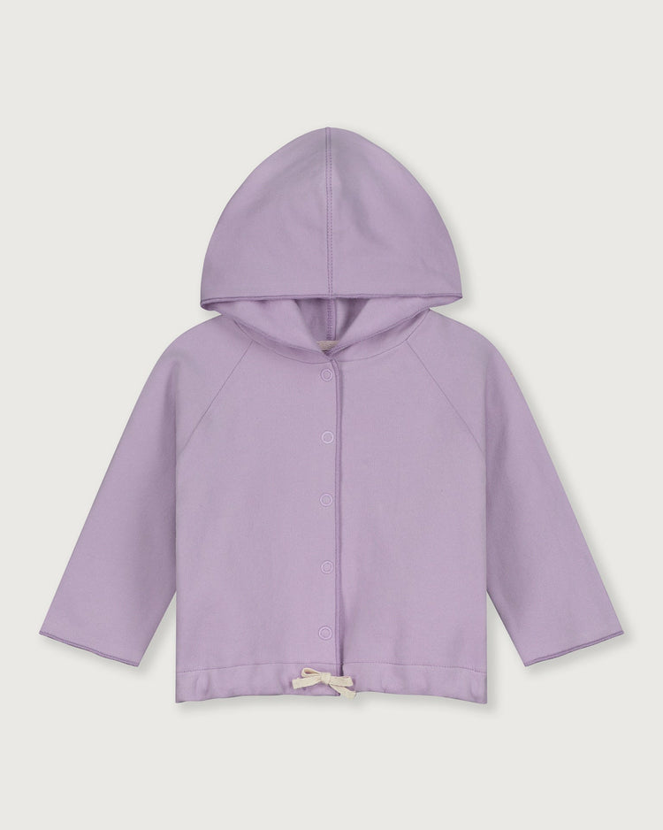 Little gray label baby girl baby hooded cardigan in purple haze