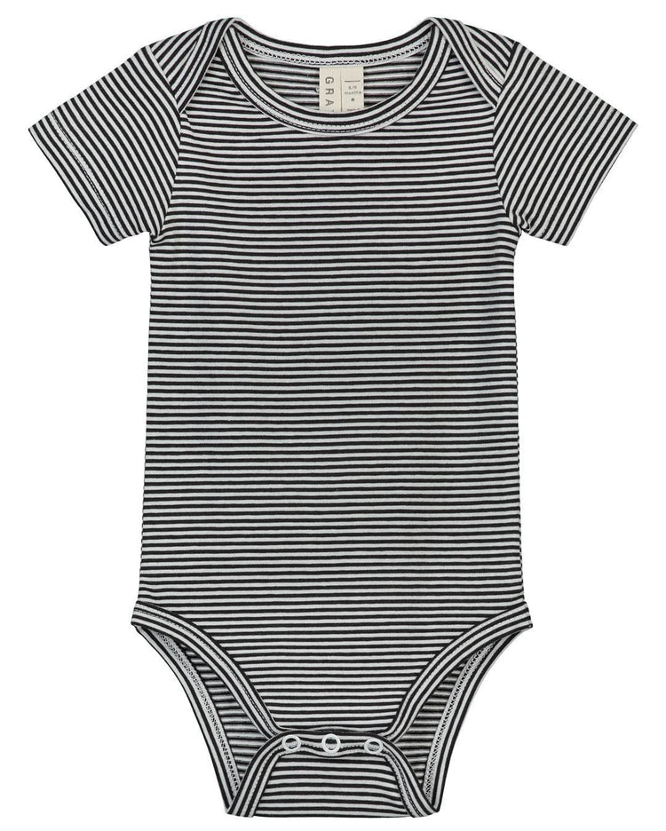 Little gray label baby boy baby onesie in nearly black + cream