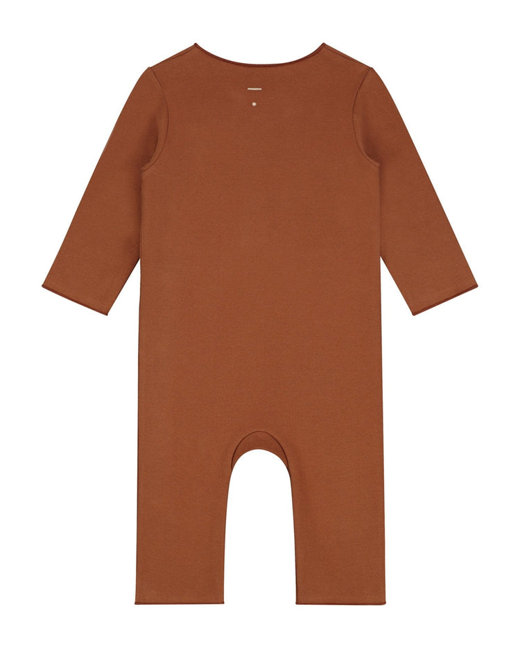 Little gray label layette baby suit with snaps in autumn