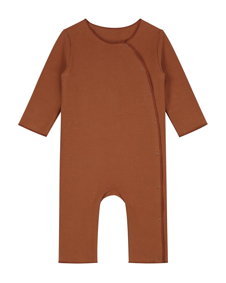 Little gray label layette baby suit with snaps in autumn