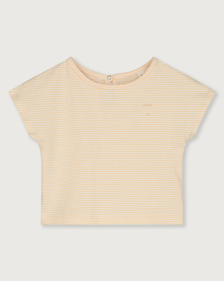 Little gray label baby girl baby top in apricot + cream