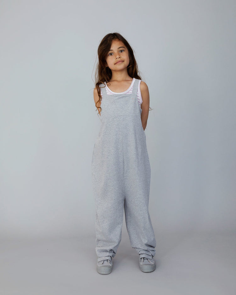 Little gray label girl boxy playsuit in grey melange