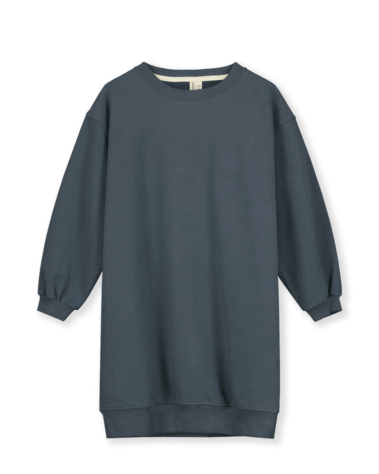 Little gray label kids dropped shoulder dress in blue grey