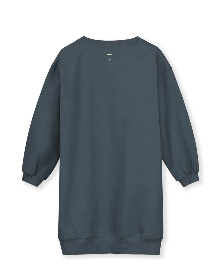 Little gray label kids dropped shoulder dress in blue grey