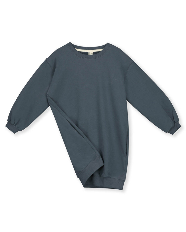 Little gray label kids dropped shoulder dress in blue grey