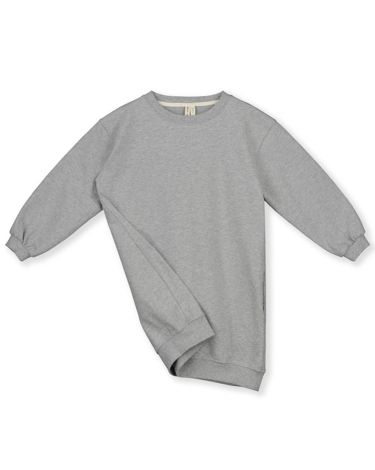 Little gray label kids dropped shoulder dress in grey melange