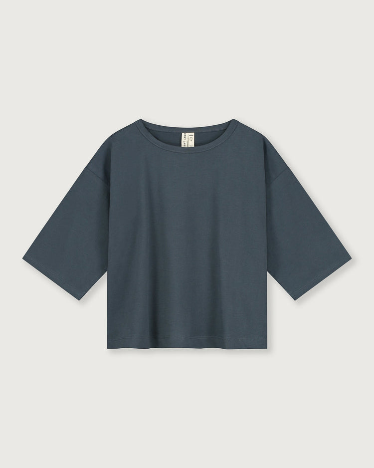 Little gray label girl dropped shoulder tee in blue grey