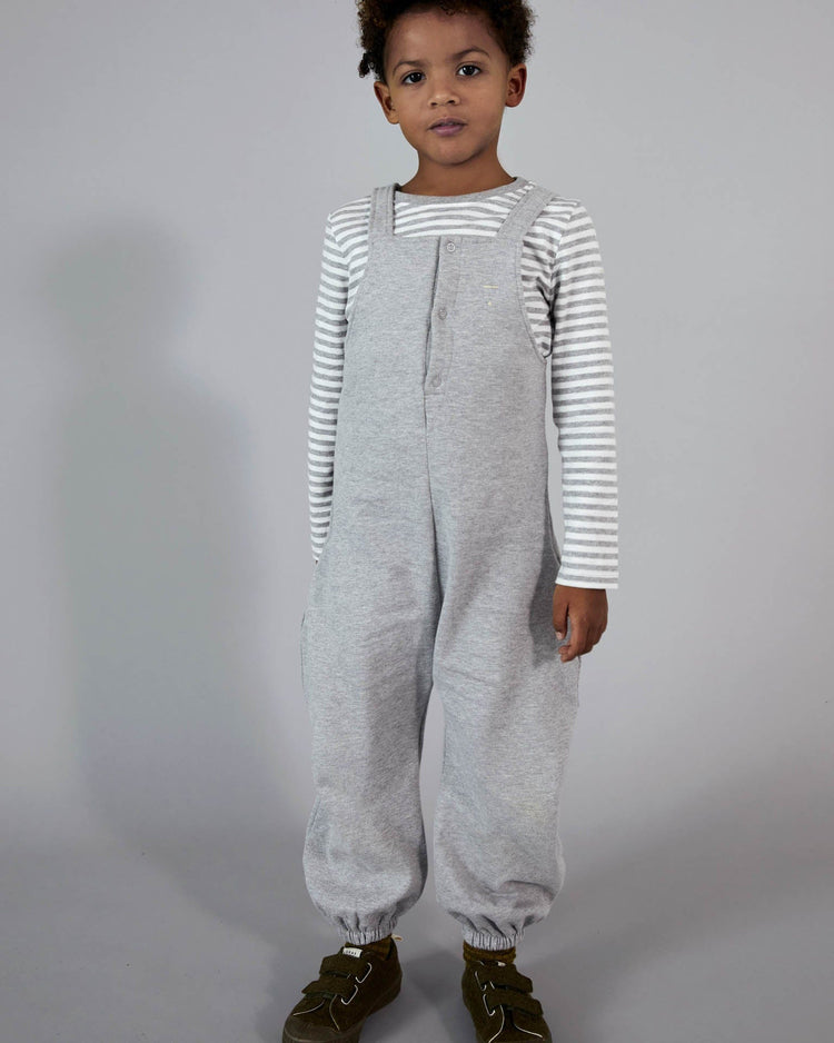 Little gray label kids dungaree suit in grey melange
