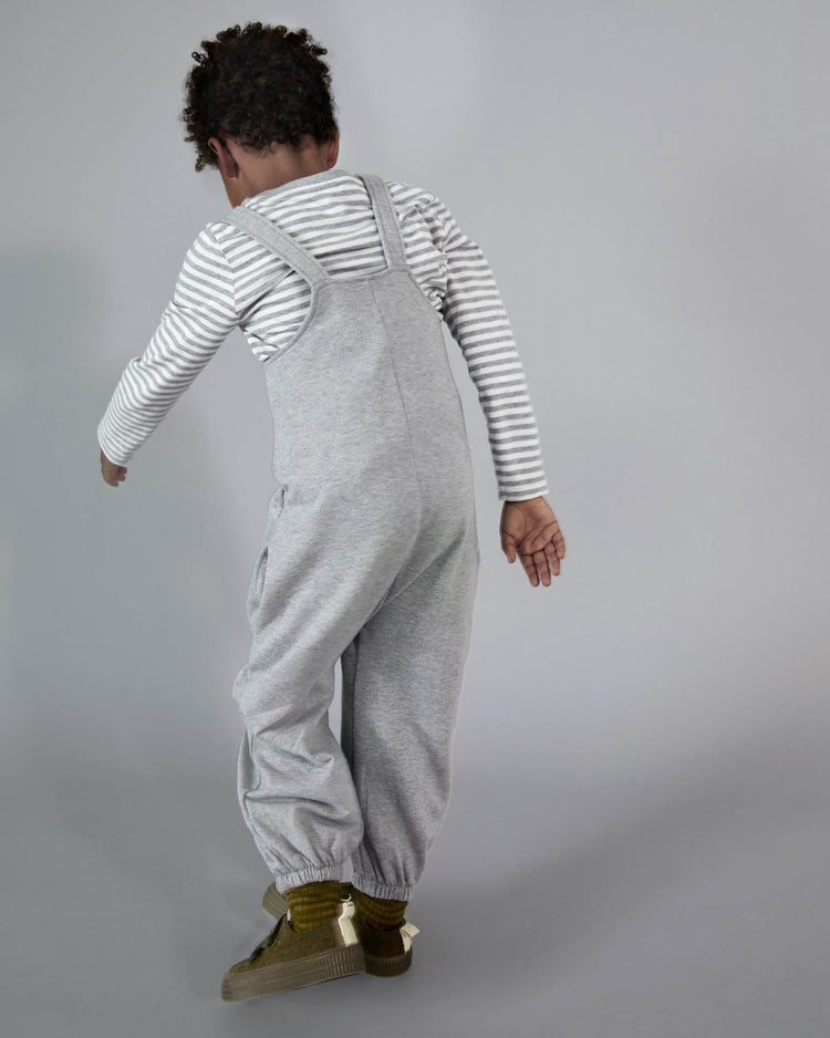 Little gray label kids dungaree suit in grey melange