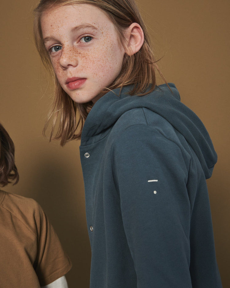 Little gray label girl hooded cardigan in nearly black