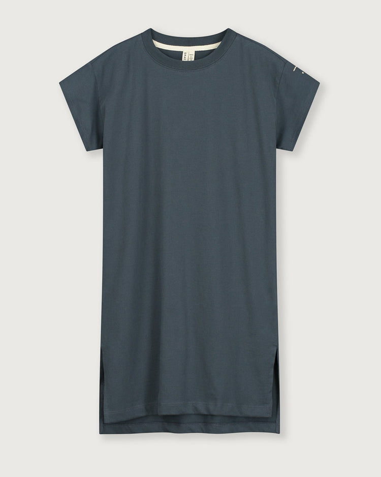 Little gray label girl long tee dress in blue grey