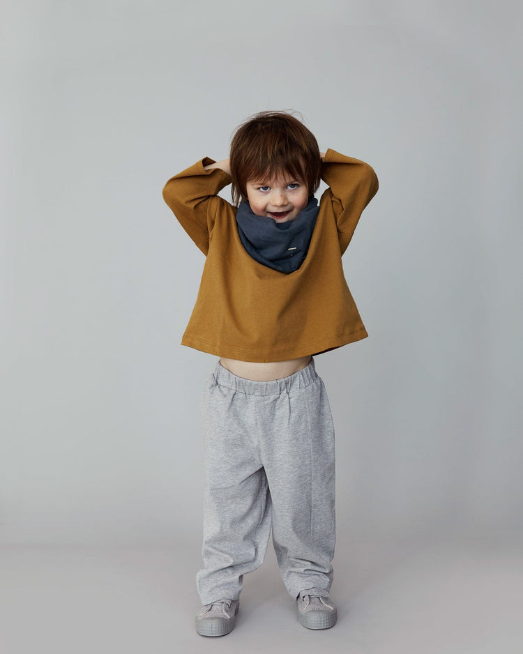 Little gray label girl puffy trousers in grey melange