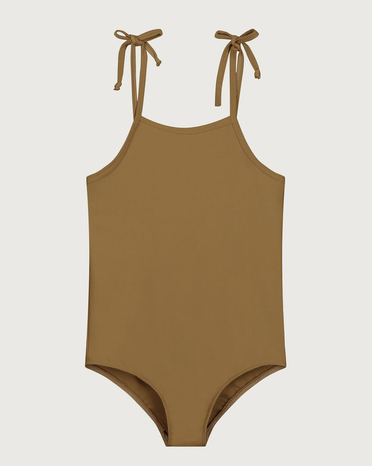 Little gray label girl swimsuit in peanut